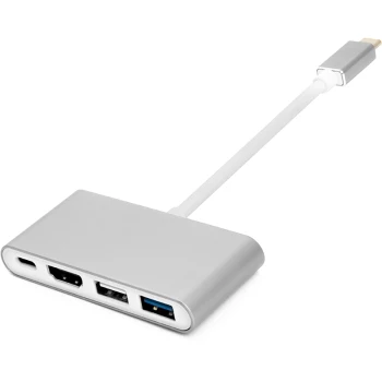 Перехідник PowerPlant Type-C (M) - 4*USB 2.0 / 3.0, HDMI, Type-C (F), White