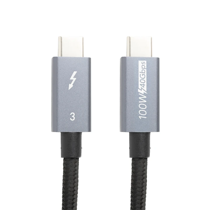 USB Кабель PowerPlant Thunderbolt 3, USB-C - USB-C, 40Gbps, 100W, 20V/ 5A, 4K/ 60HZ, 1м, Black