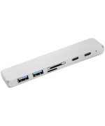 USB-хаб PowerPlant Type-C - HDMI 4K, USB 3.0, USB Type-C, SD, microSD