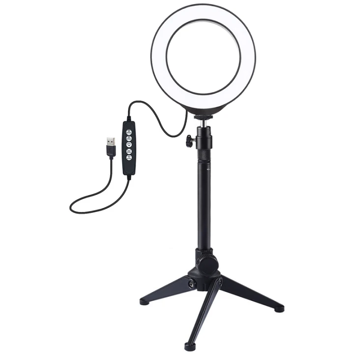 Кільцева USB RGBW LED лампа Puluz PKT3049B 4.7" + настільний штатив, Black