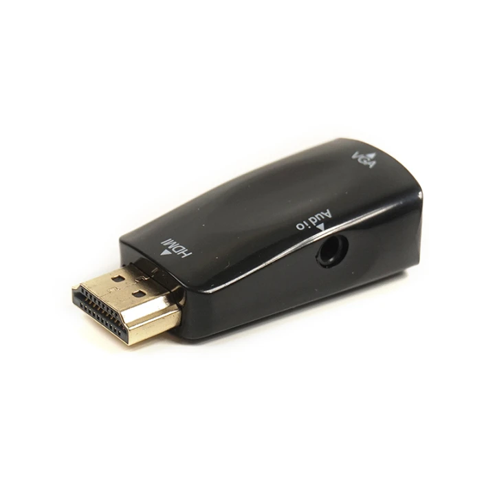 Перехідник PowerPlant HDMI - VGA + Audio з аудіо кабелем 0.5м, Black