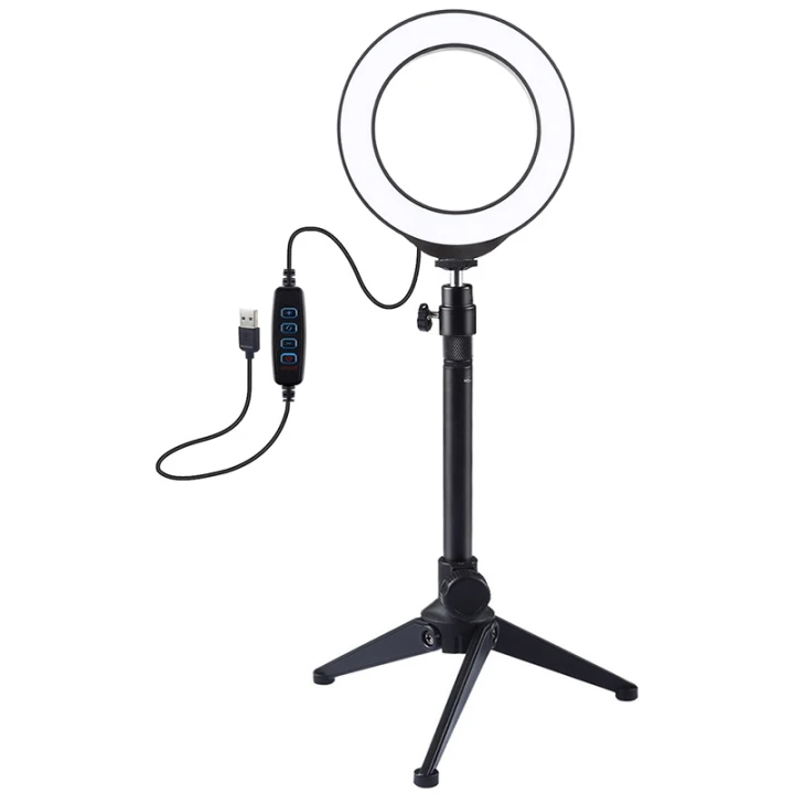 Кільцева USB LED лампа Puluz PKT3031 4.7"+ настільний штатив, Black