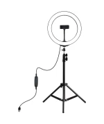Кільцева USB LED лампа Puluz PKT3035 10"+ штатив 1.1m, Black