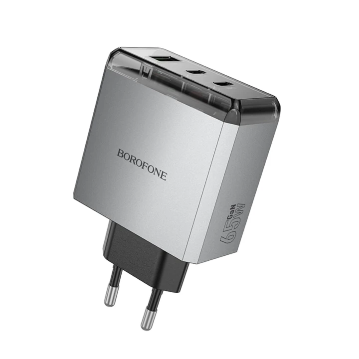 Сетевое зарядное устройство BOROFONE BN22 Lena PD65W / QC3.0, Metal Gray