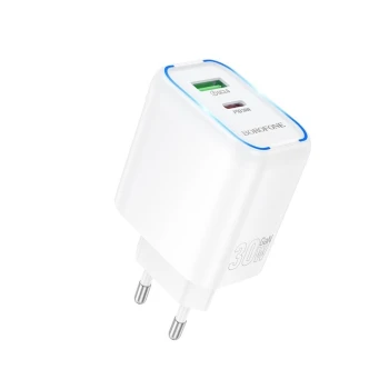 Мережевий зарядний пристрій BOROFONE BA89A Destello PD30W / QC3.0, White