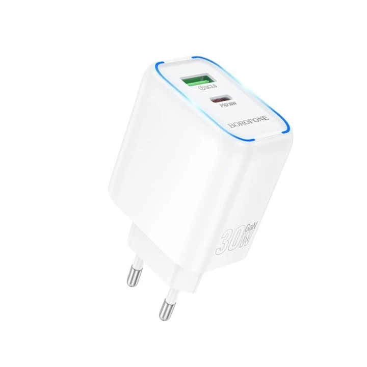 Мережевий зарядний пристрій BOROFONE BA89A Destello PD30W / QC3.0, White