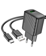 Сетевое зарядное устройство HOCO CS21A USB QC3.0 18W кабель USB - Type-C 1m, Black