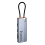 USB Hub HOCO HB52 Wow 8-in-1 multi-function converter (HDTV / RJ45 / SD / TF / PD / Type-C / USB), Deep Space Gray