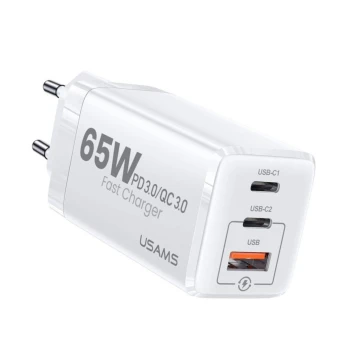 Мережевий зарядний пристрій Usams US-CC110 T33 PD65W / QC4.0, White