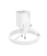 Мережевий зарядний пристрій HOCO N40 Mighty Type-C PD20W кабель Type-C to Type-C 1m, White