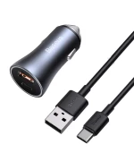 Автомобільний зарядний пристрій Baseus Golden Contactor Pro Dual Quick Charger U/C 40W USB For Type-C 5A 1.0m, Dark Gray  ( TZCCJD-0G )