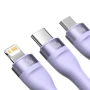 Кабель Baseus Flash Series Ⅱ Two-for-three Charging USB / Type-C to Micro-USB / Lightning / Type-C 100W 1.2m, Purple