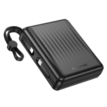 Внешний аккумулятор Power Bank BOROFONE BJ70A Vigorous PD20W power bank with cable 15000mAh, Black