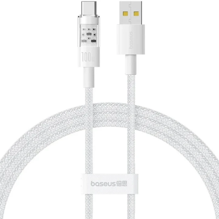 Data Кабель Baseus Gem Fast-Charging USB to Type-C 100W 2m, Moon White