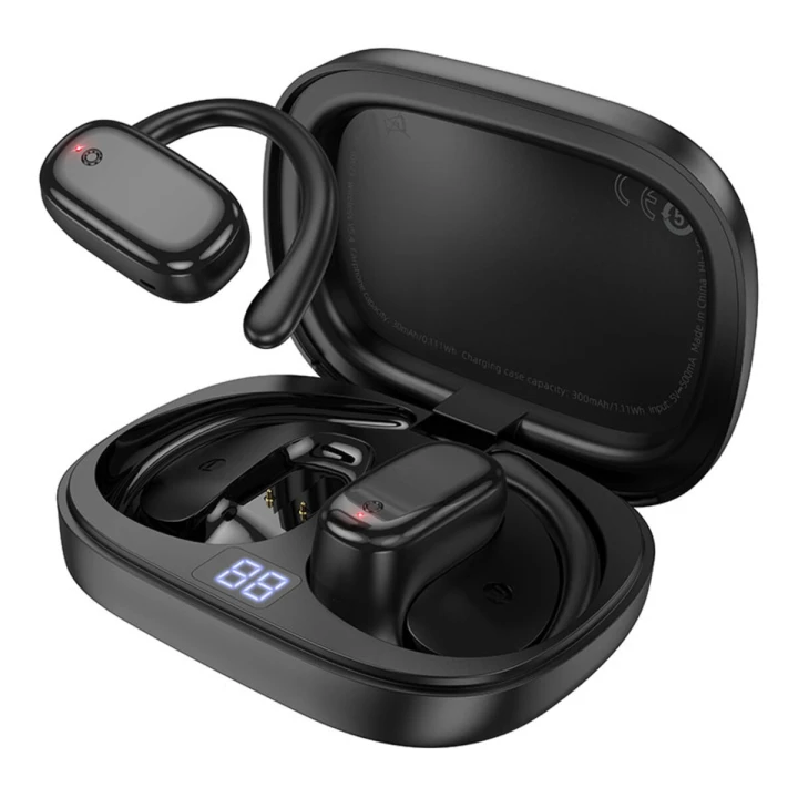 Bluetooth наушники-гарнитура BOROFONE BW73 Lucky Open True Wireless BT headset 300 мАг, Black