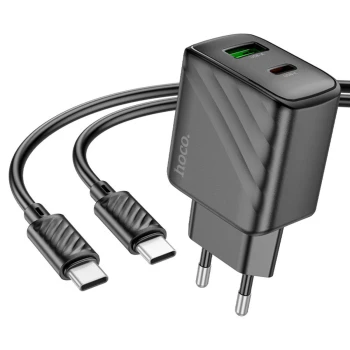 Сетевое зарядное устройство HOCO CS23A Type-C PD30W/USBQC3.0 кабель Type-C to Type-C 1m, Black