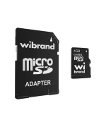Карта памяти microSDHC Wibrand 4Gb class 4 + adapter SD, Black