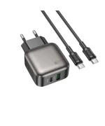 Сетевое зарядное устройство BOROFONE BAS54A Absolute PD20W / QC3.0 cable Type-C to Type-C, Black