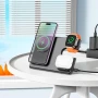 Бездротовий зарядний пристрій HOCO CQ1 3-in-1 15W для смартфонів з технологією Qi, навушників, Smart Watch, Black