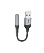 Аудіо кабель HOCO LS36 Fresh external sound card USB to 3.5, Black