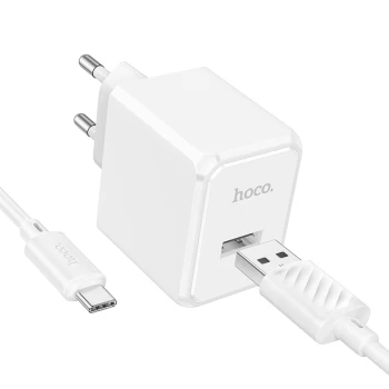 Мережевий зарядний пристрій HOCO CS11A з кабелем Type-C, White
