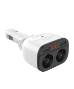 Автомобильное зарядное устройство HOCO Z28 Power ocean cigarette lighter in-car charger with digital display 3.1 A, White
