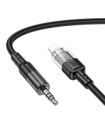 Аудiокабель HOCO UPA27 Spirit transparent Lightning to AUX 3.5 мм 1.2m, Black