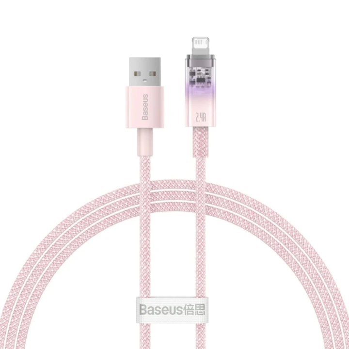 Кабель Baseus Explorer Series Fast Charging with Smart Temperature Control USB to Lightning 2.4A 1m, Pink