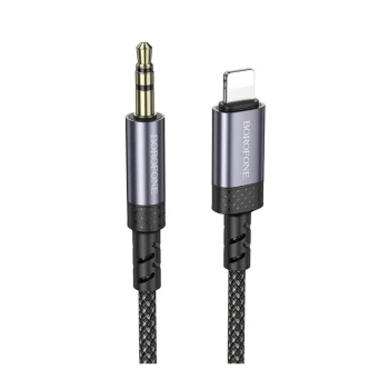 Перехідник BOROFONE BL24 Graceful Digital Audio Conversion Cable AUX to Lightning, Metal Grey