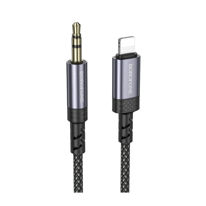 Перехідник BOROFONE BL24 Graceful Digital Audio Conversion Cable AUX to Lightning, Metal Grey
