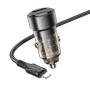 Автомобільний зарядний пристрій BOROFONE BZ20 Smart 38W dual port PD20W + QC3.0 cable Type-C to Lightning, Transparent Black