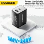 Мережевий зарядний пристрій ESSAGER ECT45W Gan PD45W / QC4.0 3A, White
