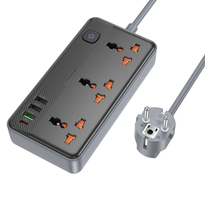 Сетевой Удлинитель BOROFONE BAC3A Roy 3 position socket PD20W 3A, Black