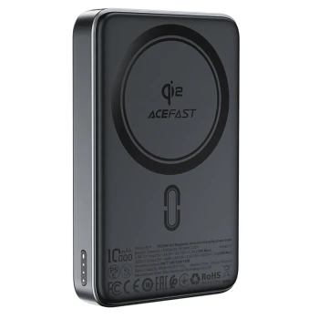 Зовнішній акумулятор ACEFAST M11 PD30W Qi2 magnetic wireless charging power bank 10000 mAh, Black