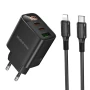 Мережевий зарядний пристрій BOROFONE BA98A PD30W / QC3.0 Cable Type-C to Lightning, Black