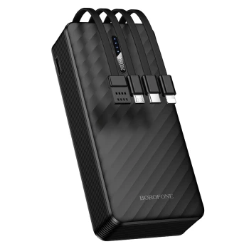 Внешний аккумулятор Power Bank BOROFONE BJ84A 10W, cable Type-C / Lightning / microUSB / USB-A 20000mAh, Black
