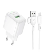Мережевий зарядний пристрій BOROFONE BAS42A Potential USB QC3.0 18W cable Micro-USB (EU) 1m, White