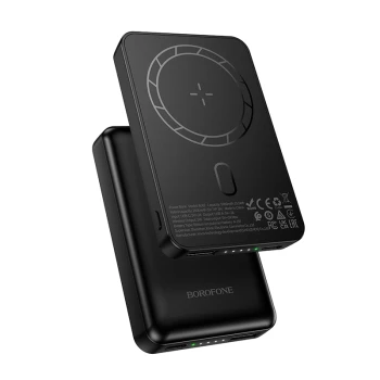 Внешний аккумулятор Power Bank с беспроводной зарядкой BOROFONE BJ82 10W 5000mAh, Black