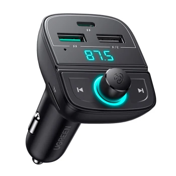 Автомобільний зарядний пристрій з FM-модулятором UGREEN CD229 / TF Slot 31.5W, Black