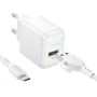 Сетевое зарядное устройство BOROFONE BAS42A Potential USB QC3.0 18W cable Micro-USB (EU) 1m, White