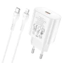 Мережевий зарядний пристрій HOCO N22 PD25W / QC3.0 Cable Type-C to Lightning, White