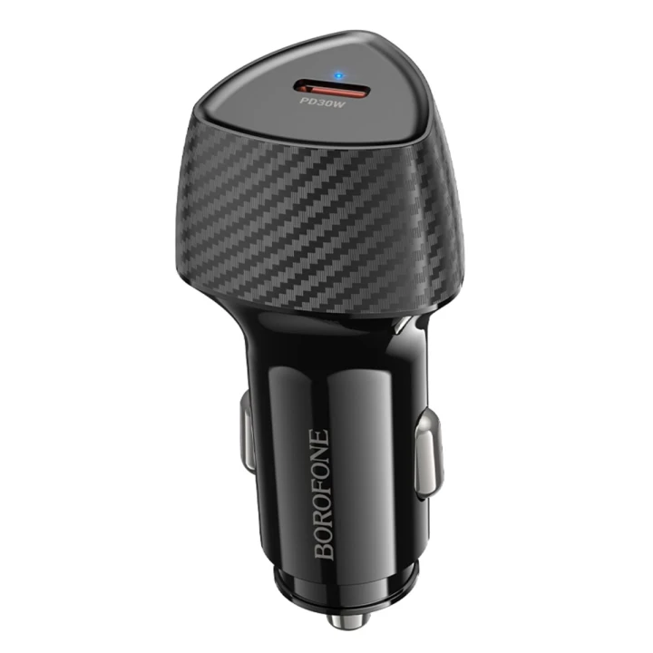 Автомобільне зарядне пристрій BOROFONE BZ31B Solid single-port PD30W 3A car charger, Black