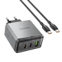 Сетевое зарядное устройство BOROFONE BN22 Lena PD65W / QC4.0 cable Type-C to Type-C. Metal Gray