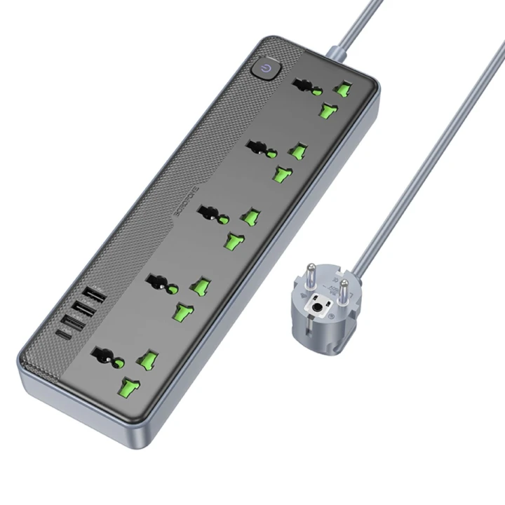 Мережевий подовжувач BOROFONE BAC4A Lord 5 position socket, Black
