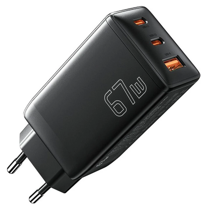 Мережевий зарядний пристрій ESSAGER ECTAC-DYB01-Z PD67W / QC3.0 GaN, Black
