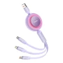 Data Кабель Baseus Bright Mirror 2 Series Retractable 3-in-1 Fast Charging USB to Micro + Lightning + Type-C 66W 1.1m, Purple