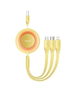 Data Кабель Baseus Bright Mirror 2 Series Retractable 3-in-1 Fast Charging USB to Micro / Lightning / Type-C 3.5A 1.1m, Yellow