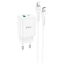 Мережевий зарядний пристрій HOCO N28 PD20W / QC3.0 cable Type-C to Lightning White