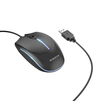 USB Дротова Міша BOROFONE BG10 1000 dpi 1,5 м, Black