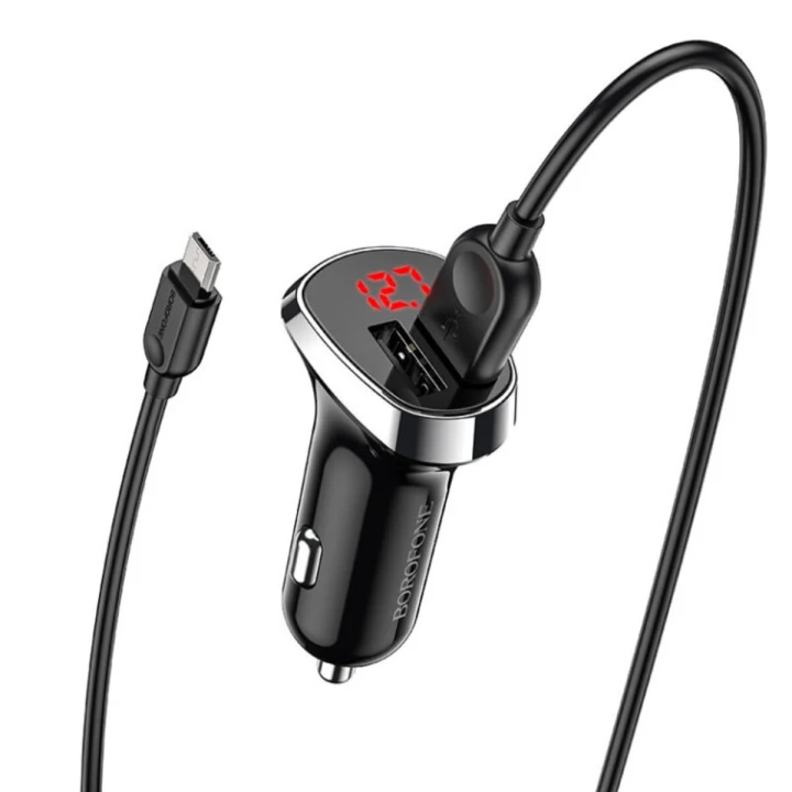 Автомобильное зарядное устройство BOROFONE BZ15 2.4A, Black